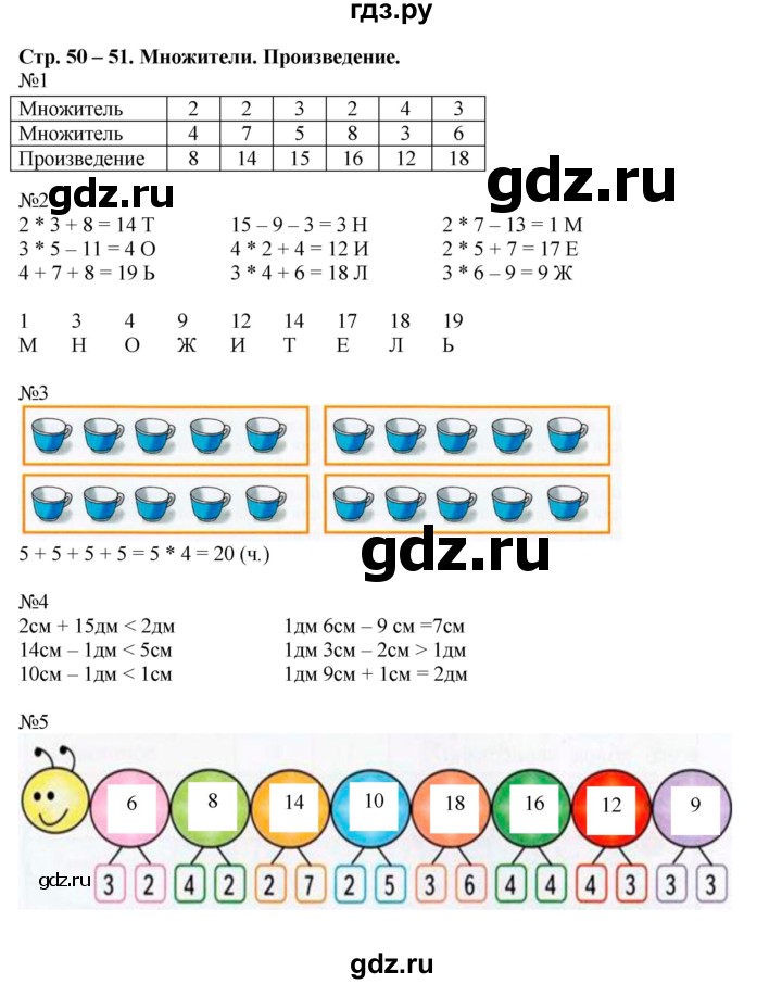 ГДЗ по математике 2 класс Дорофеев рабочая тетрадь  часть 1. страница - 50-51, Решебник 2015