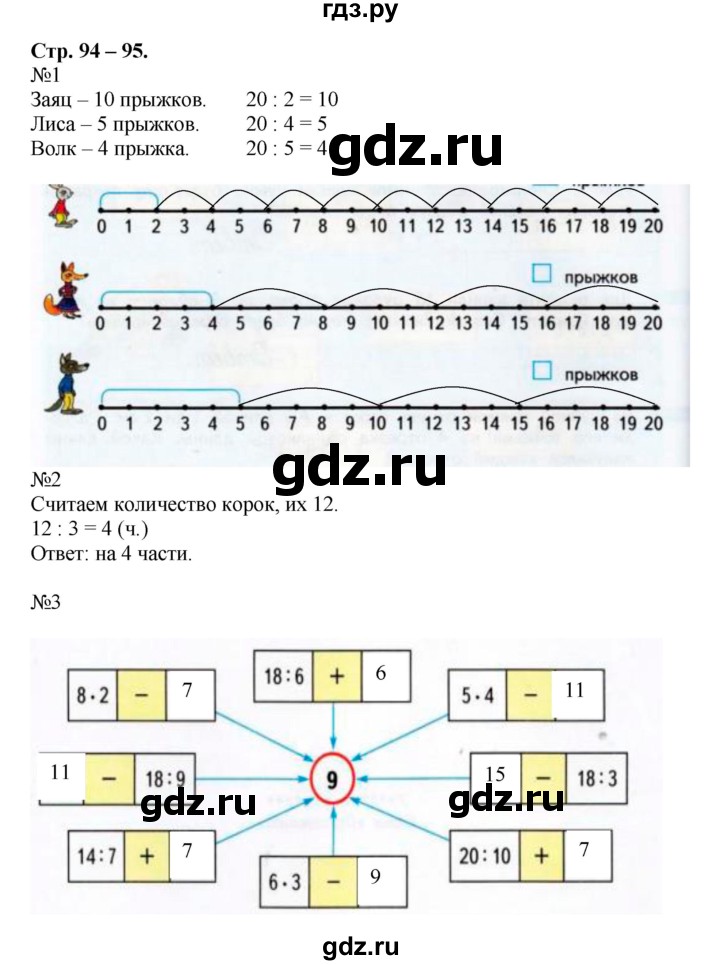 ГДЗ по математике 2 класс Дорофеев рабочая тетрадь  часть 1. страница - 94-95, Решебник 2015