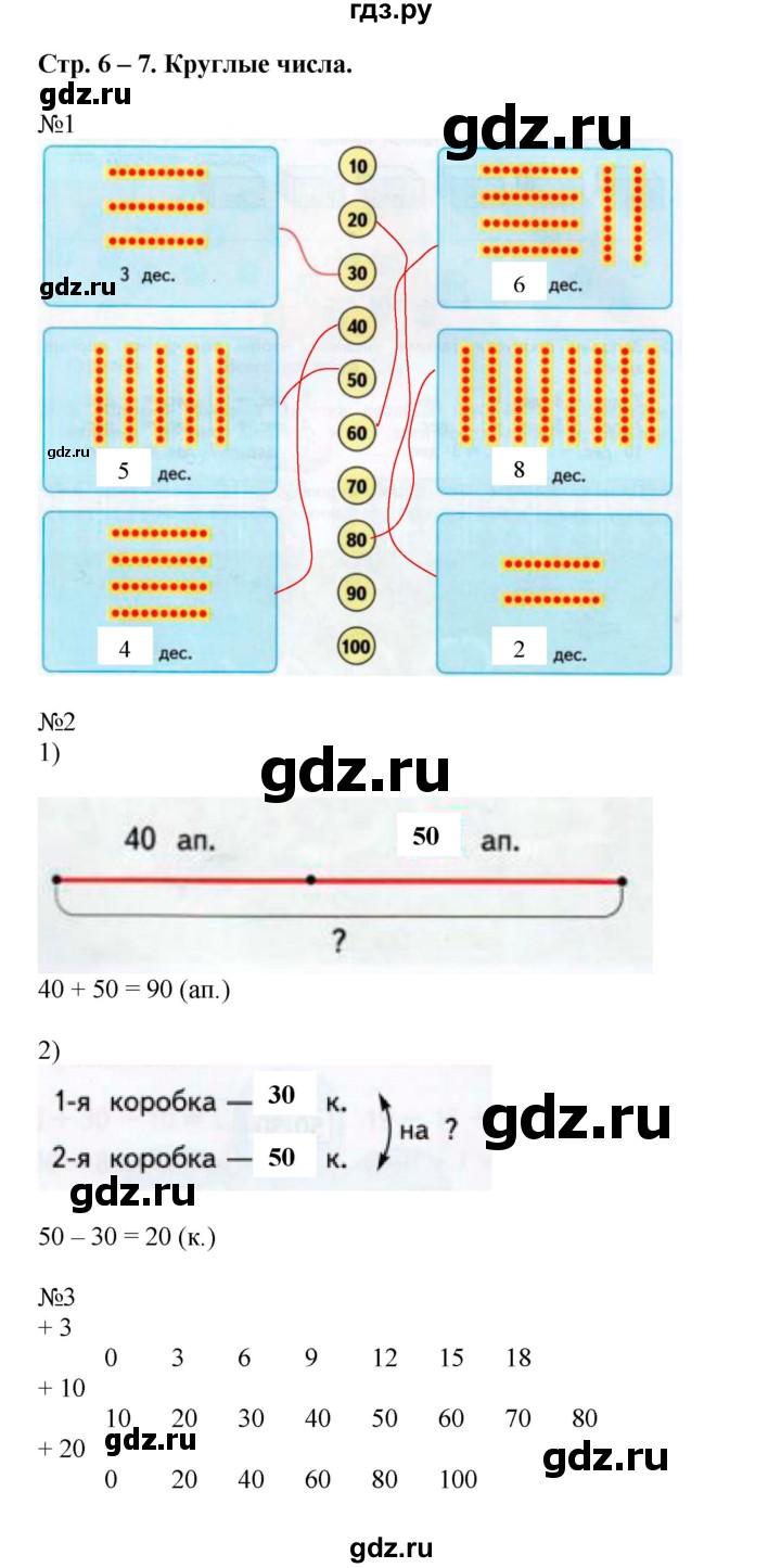 ГДЗ по математике 2 класс Дорофеев рабочая тетрадь  часть 2. страница - 6-7, Решебник 2015