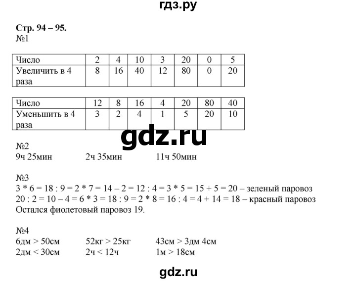 ГДЗ по математике 2 класс Дорофеев рабочая тетрадь  часть 2. страница - 94-95, Решебник 2015