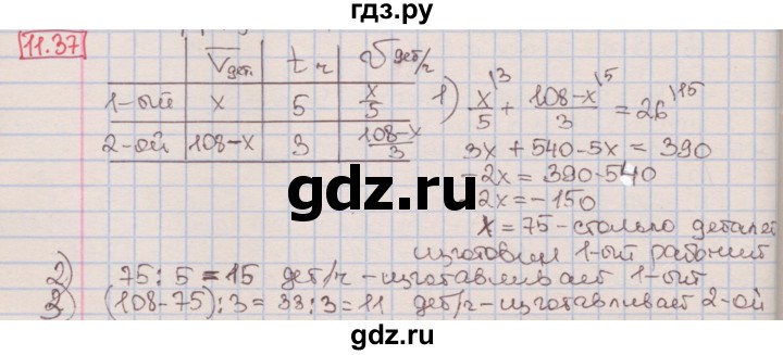 ГДЗ по алгебре 7 класс Мерзляк  Углубленный уровень § 11 - 11.37, Решебник №2 к учебнику 2016