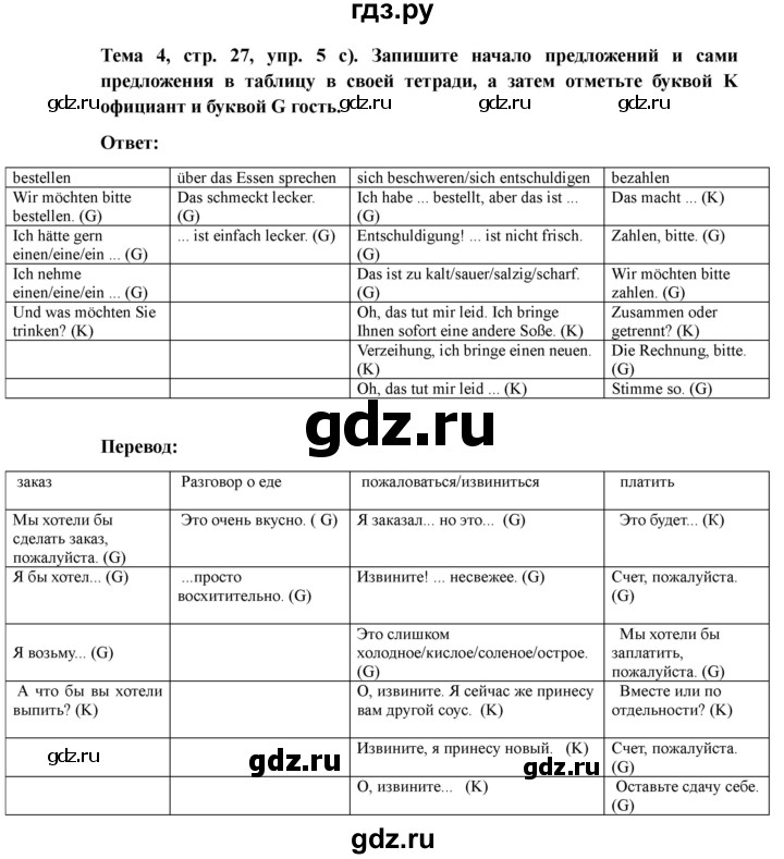 ГДЗ по немецкому языку 9 класс Аверин Horizonte  страница - 27, Решебник 2023