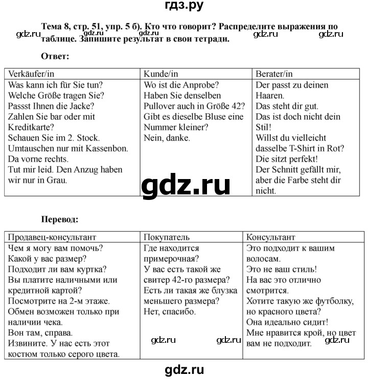 ГДЗ по немецкому языку 9 класс Аверин Horizonte  страница - 51, Решебник 2023