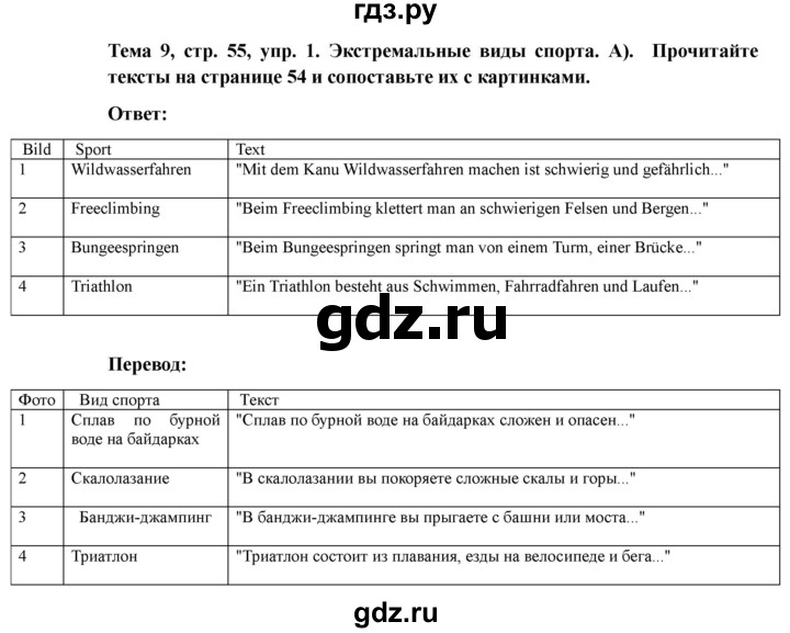 ГДЗ по немецкому языку 9 класс Аверин Horizonte  страница - 55, Решебник 2023