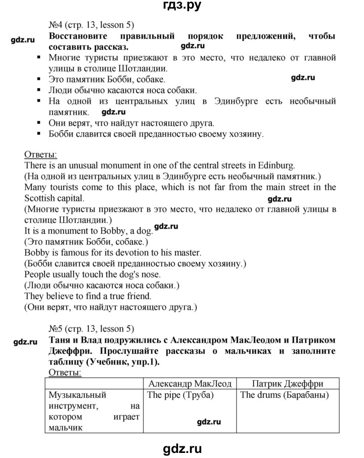 ГДЗ по английскому языку 6 класс Тер-Минасова рабочая тетрадь  страница - 13, Решебник