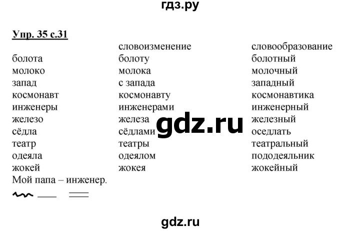 ГДЗ по русскому языку 3 класс Песняева рабочая тетрадь (Полякова)  часть 2 (номер) - 35, Решебник №1