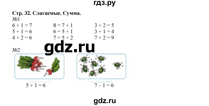 ГДЗ по математике 1 класс Моро рабочая тетрадь  часть 1. страница - 32, Решебник №2 2023