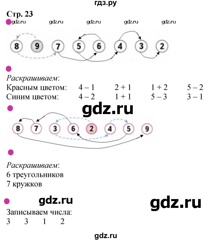ГДЗ по математике 1 класс Моро рабочая тетрадь  часть 1. страница - 23, Решебник 2023