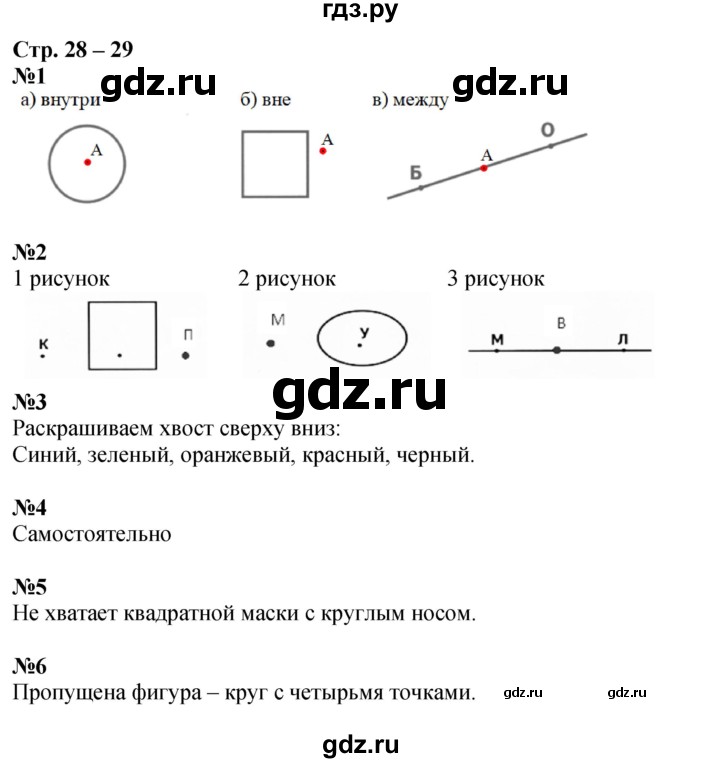 ГДЗ по математике 1 класс Дорофеев рабочая тетрадь  часть 1. страница - 28-29, Решебник 2023