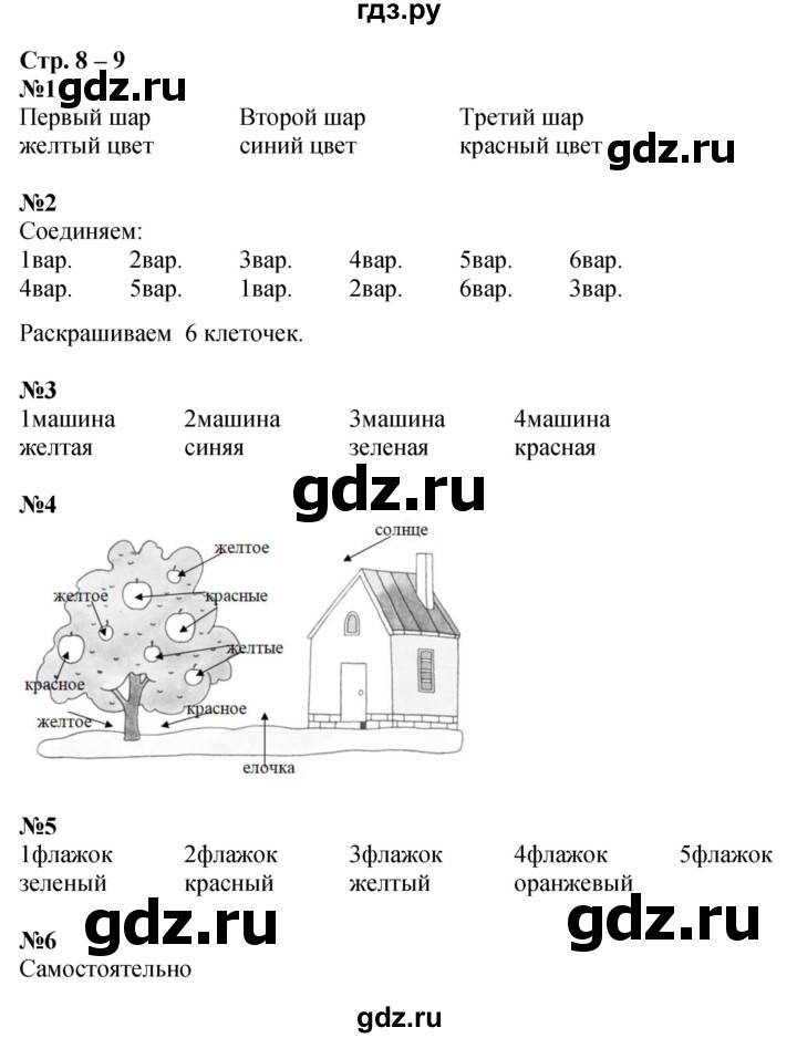 ГДЗ по математике 1 класс Дорофеев рабочая тетрадь  часть 1. страница - 8-9, Решебник 2023