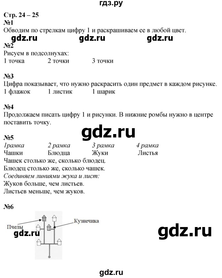 ГДЗ по математике 1 класс Дорофеев рабочая тетрадь  часть 1. страница - 24-25, Решебник 2023