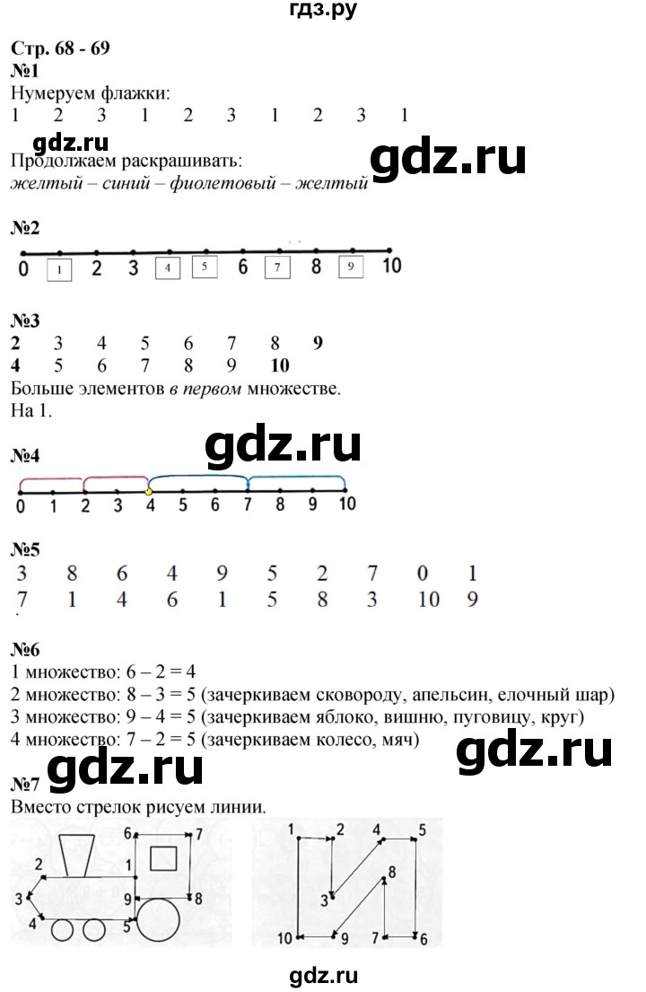 ГДЗ по математике 1 класс Дорофеев рабочая тетрадь  часть 1. страница - 68-69, Решебник 2023