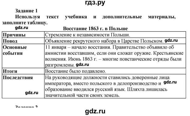 ГДЗ по истории 8 класс  Данилов рабочая тетрадь История России  § 23 - 1, Решебник