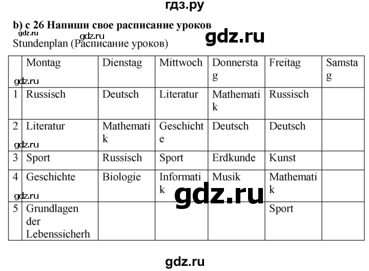 ГДЗ по немецкому языку 5 класс Артемова рабочая тетрадь Углубленный уровень страница - 26, Решебник №1