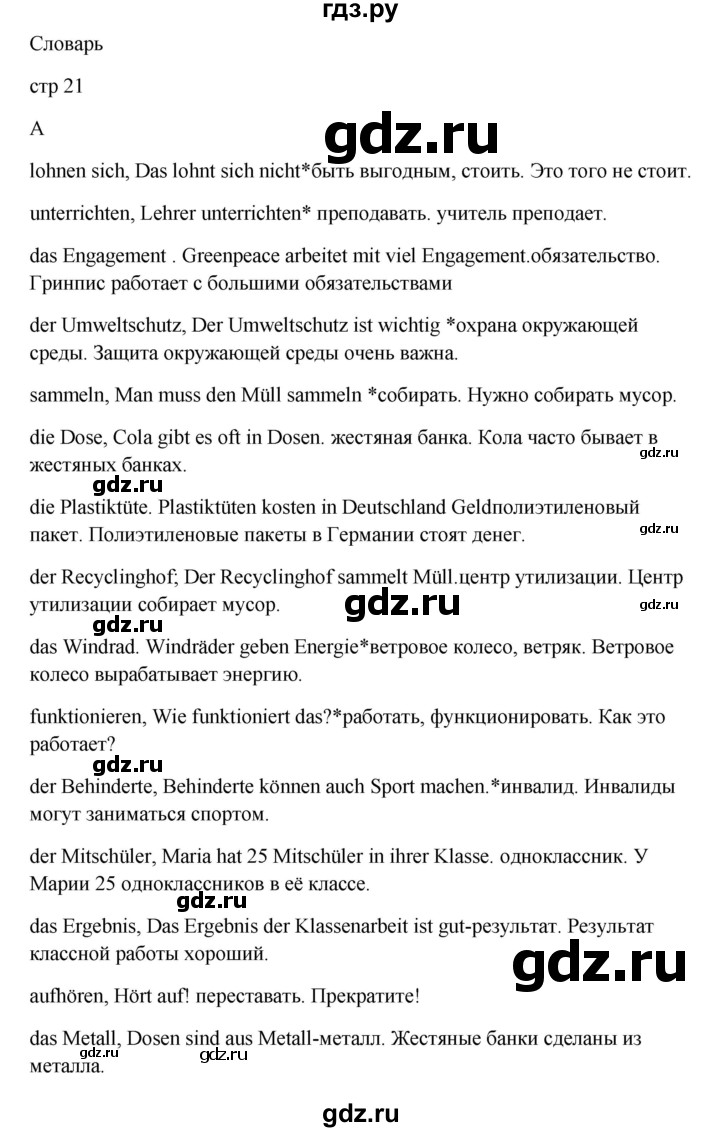 ГДЗ по немецкому языку 9 класс Радченко Wunderkinder Plus Базовый и углубленный уровень страница - 21, Решебник к учебнику Wunderkinder