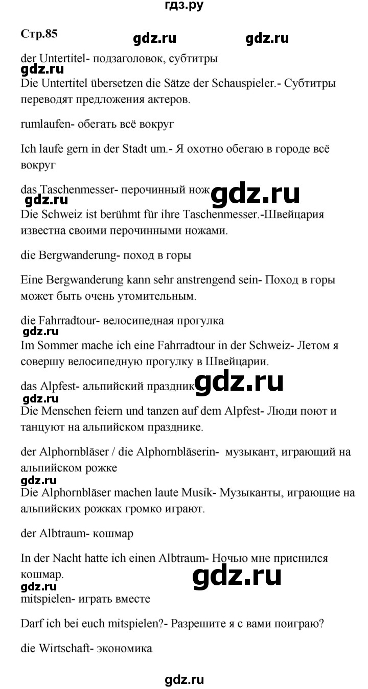 ГДЗ по немецкому языку 9 класс Радченко Wunderkinder Plus Базовый и углубленный уровень страница - 85, Решебник к учебнику Wunderkinder