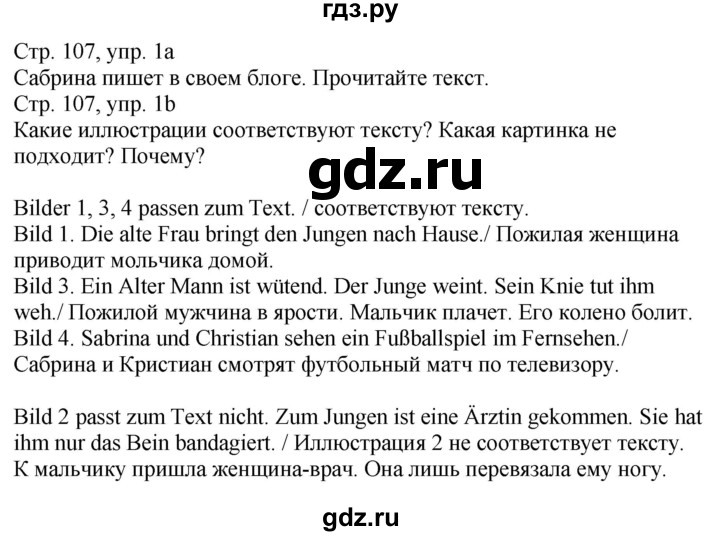 ГДЗ по немецкому языку 9 класс Радченко Wunderkinder Plus Базовый и углубленный уровень страница - 107, Решебник к учебнику Wunderkinder Plus