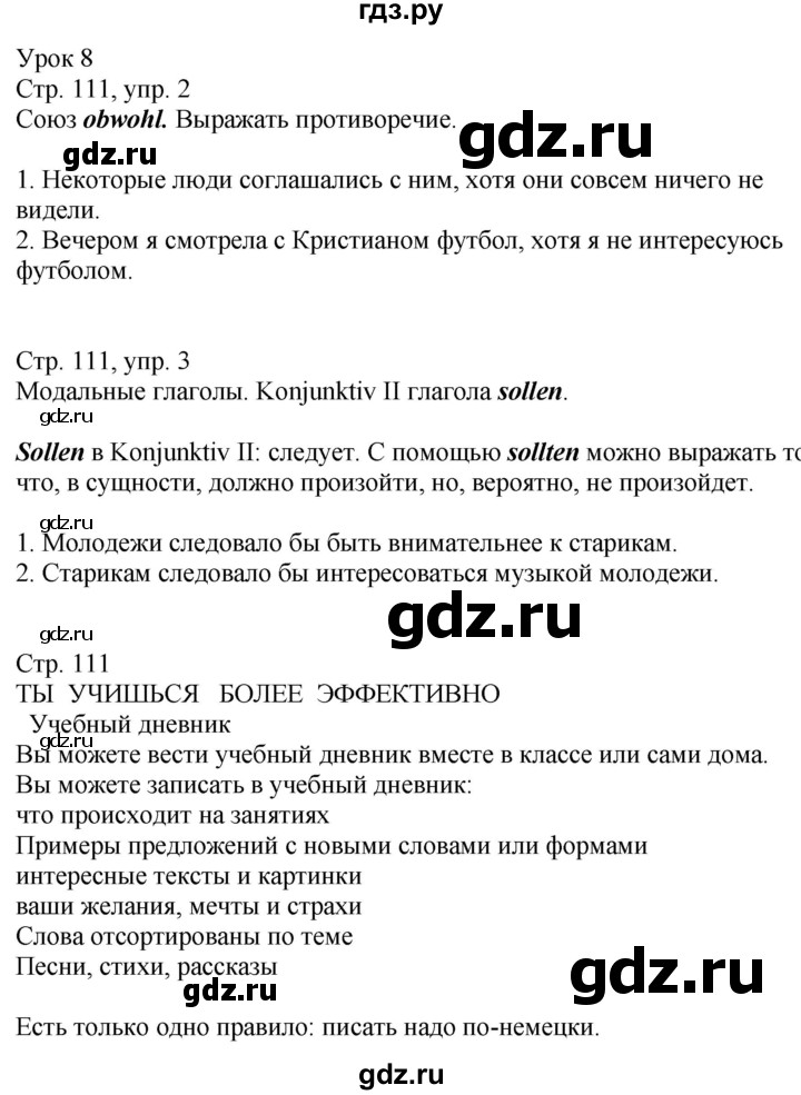 ГДЗ по немецкому языку 9 класс Радченко Wunderkinder Plus Базовый и углубленный уровень страница - 111, Решебник к учебнику Wunderkinder Plus