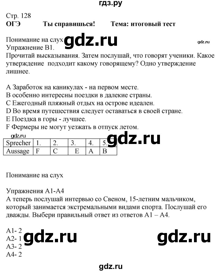 ГДЗ по немецкому языку 9 класс Радченко Wunderkinder Базовый и углубленный уровень страница - 128, Решебник к учебнику Wunderkinder Plus