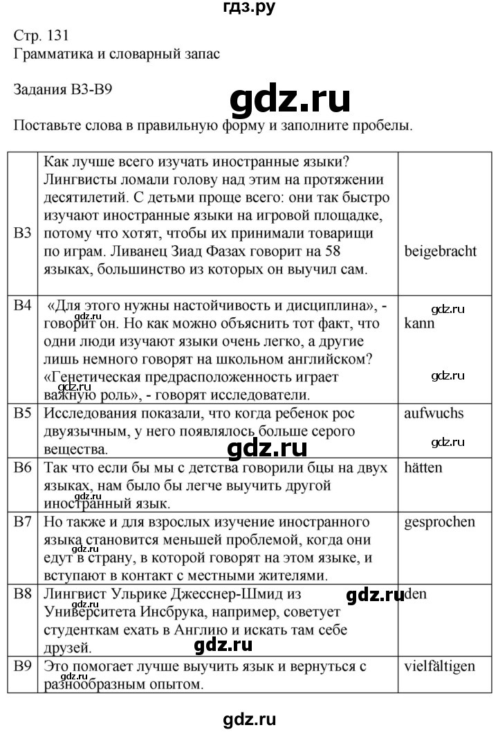 ГДЗ по немецкому языку 9 класс Радченко Wunderkinder Plus Базовый и углубленный уровень страница - 131, Решебник к учебнику Wunderkinder Plus