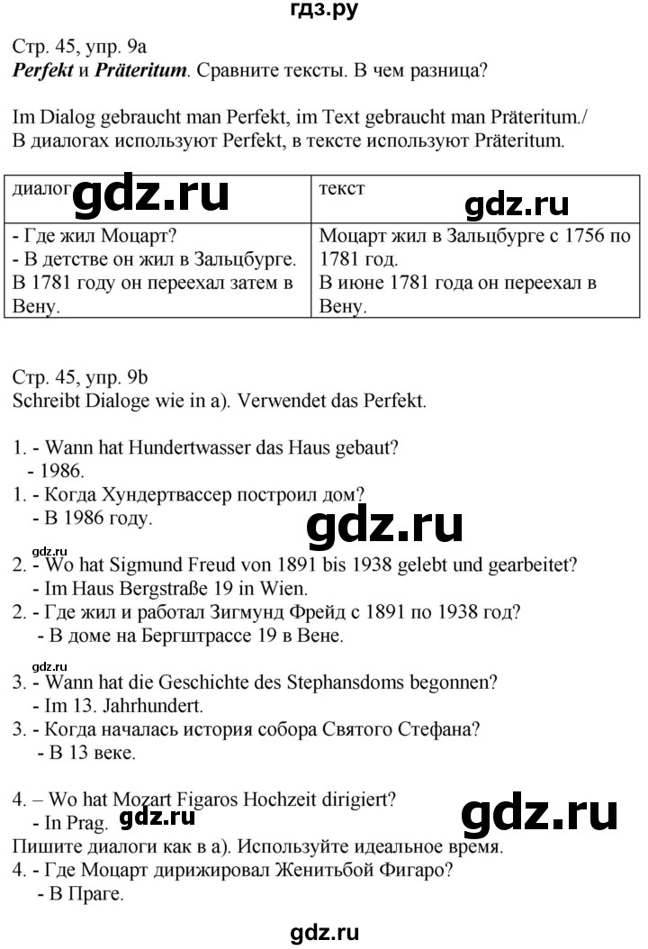 ГДЗ по немецкому языку 9 класс Радченко Wunderkinder Plus Базовый и углубленный уровень страница - 45, Решебник к учебнику Wunderkinder Plus