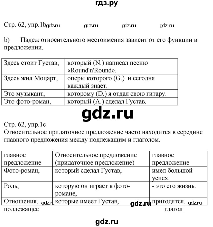 ГДЗ по немецкому языку 9 класс Радченко Wunderkinder Plus Базовый и углубленный уровень страница - 62, Решебник к учебнику Wunderkinder Plus