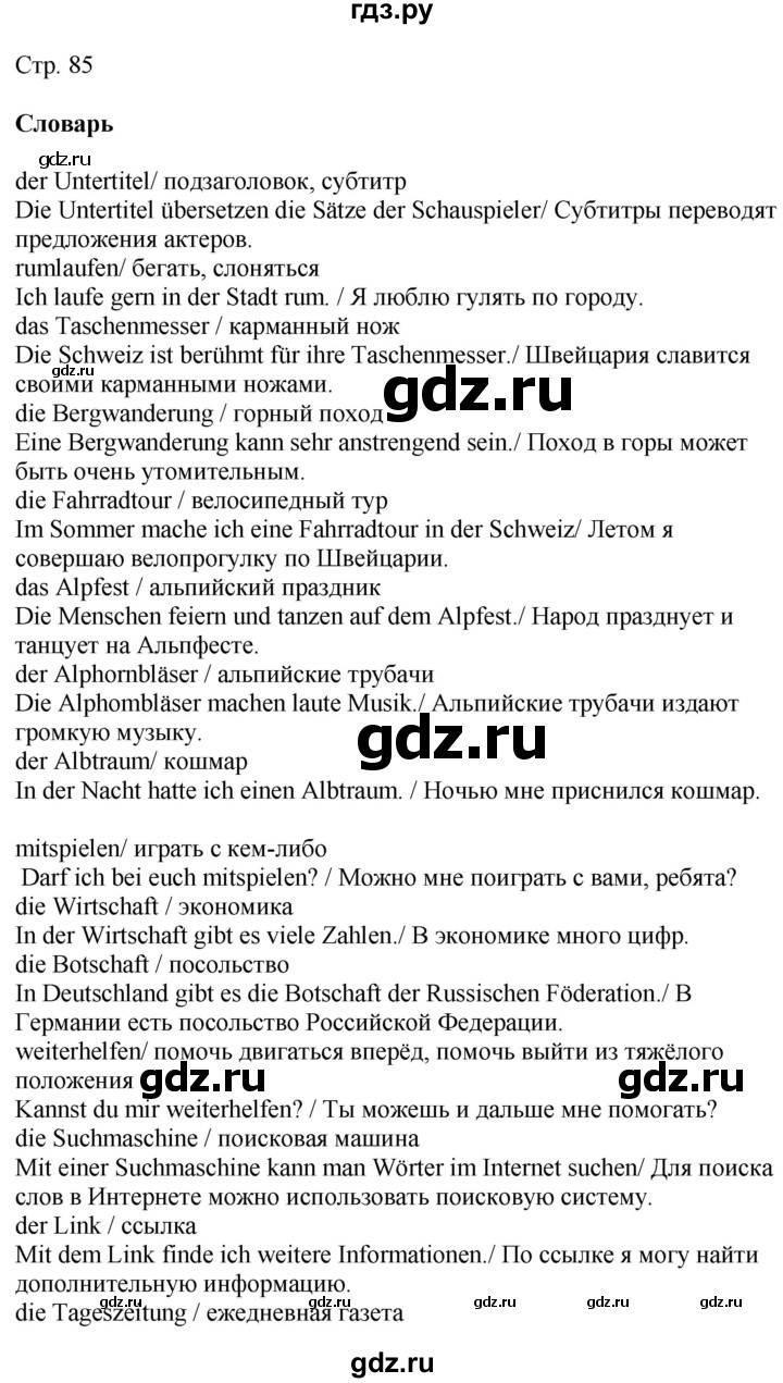 ГДЗ по немецкому языку 9 класс Радченко Wunderkinder Plus Базовый и углубленный уровень страница - 85, Решебник к учебнику Wunderkinder Plus