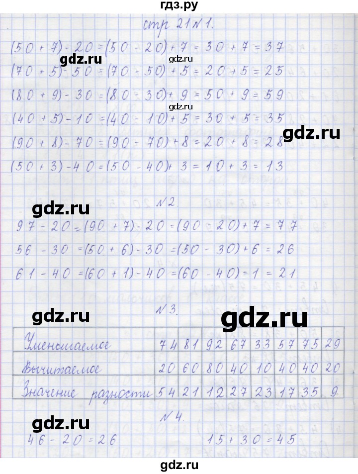 ГДЗ по математике 2 класс Захарова тетрадь для самостоятельной работы  часть 1. страница - 21, Решебник №1