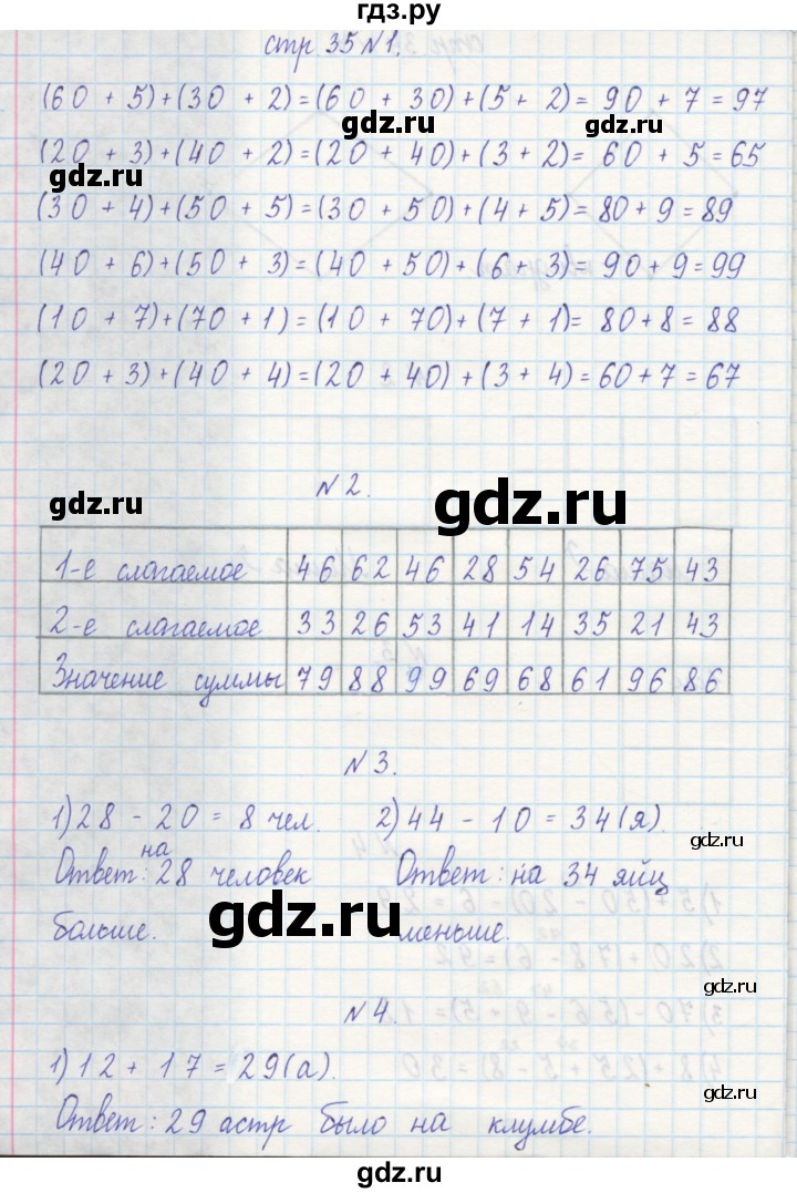 ГДЗ по математике 2 класс Захарова тетрадь для самостоятельной работы к учебнику Чекина  часть 1. страница - 35, Решебник №1