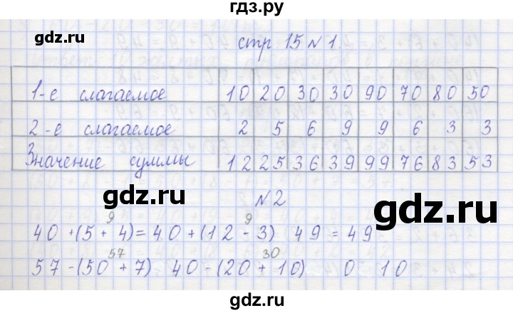 ГДЗ по математике 2 класс Захарова тетрадь для самостоятельной работы (Чекин)  часть 1. страница - 15, Решебник №1