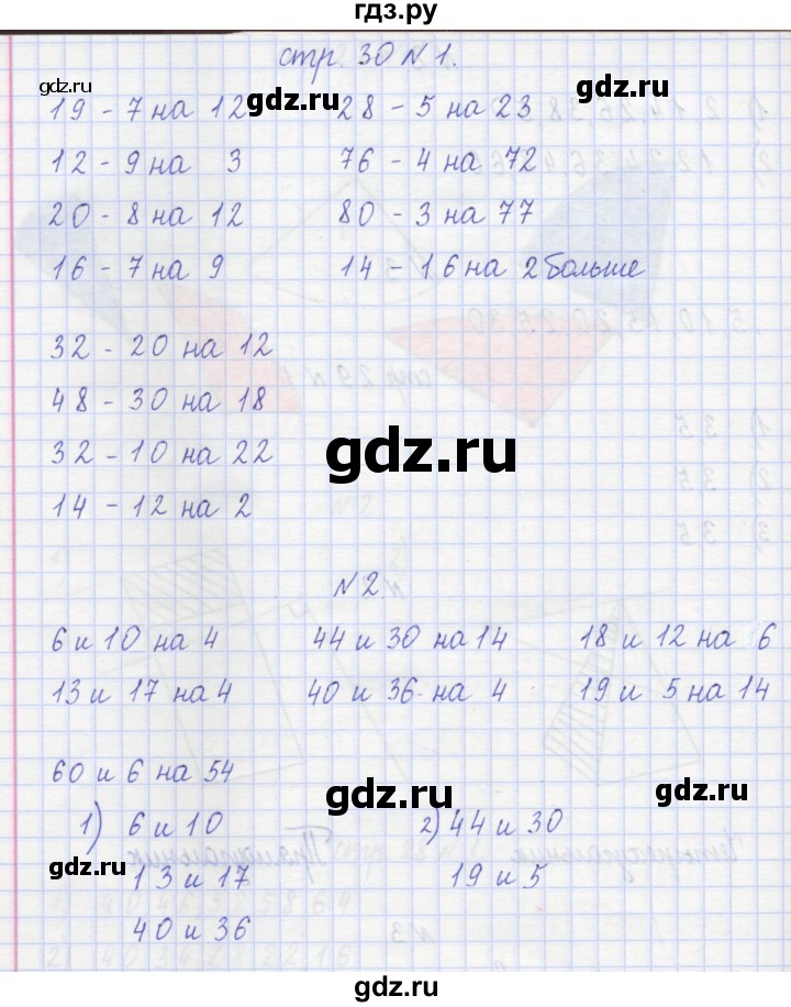 ГДЗ по математике 2 класс Захарова тетрадь для самостоятельной работы (Чекин)  часть 1. страница - 30, Решебник №1