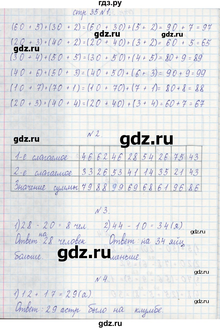 ГДЗ по математике 2 класс Захарова тетрадь для самостоятельной работы (Чекин)  часть 1. страница - 35, Решебник №1