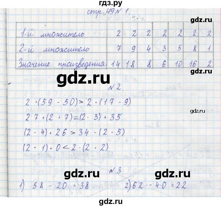 ГДЗ по математике 2 класс Захарова тетрадь для самостоятельной работы (Чекин)  часть 1. страница - 49, Решебник №1