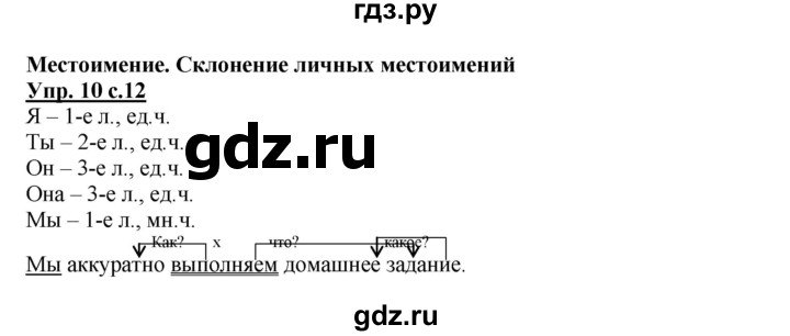 ГДЗ по русскому языку 4 класс Песняева рабочая тетрадь (Полякова)  часть 1. упражнение - 10, Решебник №1