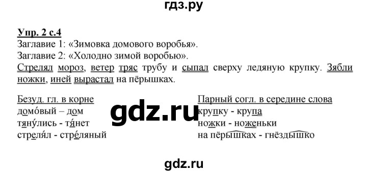 ГДЗ по русскому языку 4 класс Песняева рабочая тетрадь (Полякова)  часть 1. упражнение - 2, Решебник №1