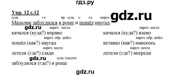ГДЗ по русскому языку 4 класс Песняева рабочая тетрадь (Полякова)  часть 2. упражнение - 12, Решебник №1