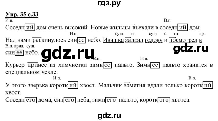 ГДЗ по русскому языку 4 класс Песняева рабочая тетрадь (Полякова)  часть 2. упражнение - 35, Решебник №1