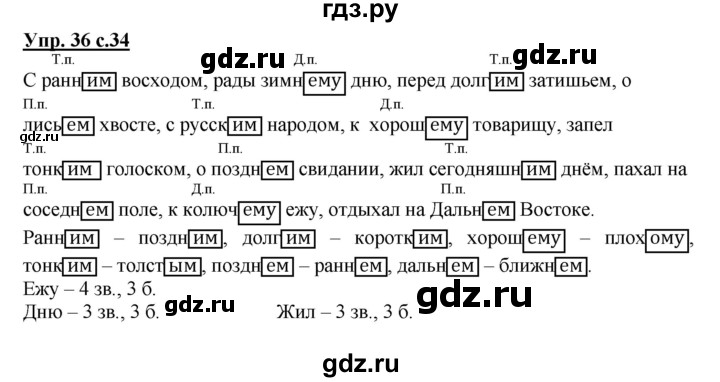 ГДЗ по русскому языку 4 класс Песняева рабочая тетрадь (Полякова)  часть 2. упражнение - 36, Решебник №1