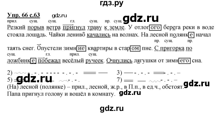 ГДЗ по русскому языку 4 класс Песняева рабочая тетрадь (Полякова)  часть 2. упражнение - 66, Решебник №1
