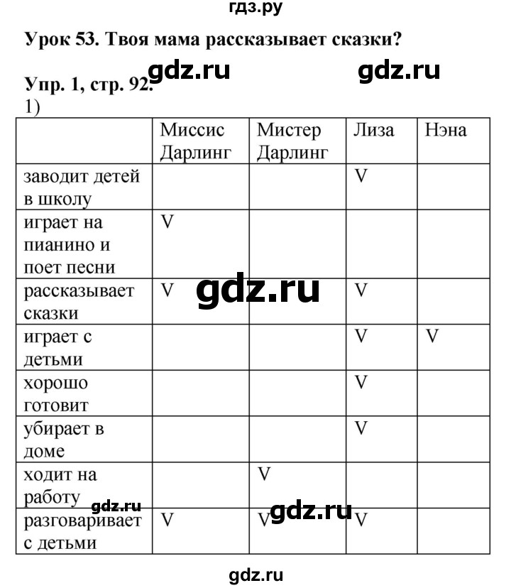 ГДЗ по английскому языку 2 класс Кузовлев   урок - 53, Решебник №1 2017