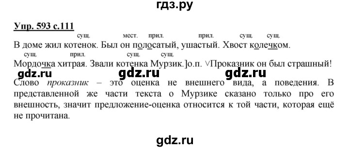 ГДЗ по русскому языку 3 класс  Соловейчик   упражнение - 593, Решебник №1 2015
