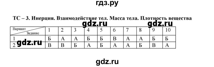 ГДЗ по физике 7 класс Марон дидактические материалы (Перышкин) Базовый уровень тест - 3, Решебник 2017