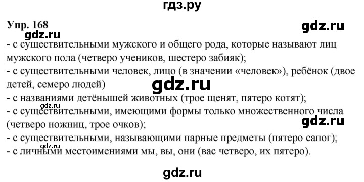 ГДЗ по русскому языку 6 класс Рыбченкова   часть 2 / упражнение - 168, Решебник 2024