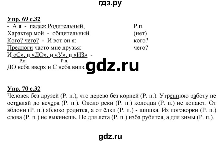 ГДЗ Часть 2. Страница 32 Русский Язык 3 Класс Рабочая Тетрадь Канакина