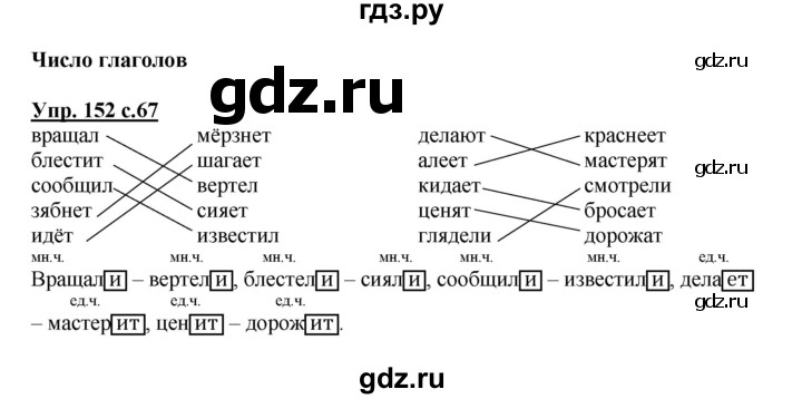 ГДЗ по русскому языку 3 класс Канакина рабочая тетрадь  часть 2 - 152, Решебник №1 к тетради 2012