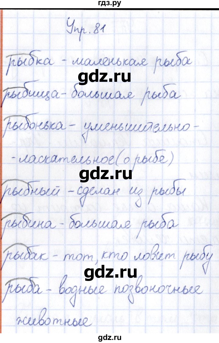 ГДЗ по русскому языку 3 класс Канакина рабочая тетрадь  часть 1 - 81, Решебник №4 к тетради 2012