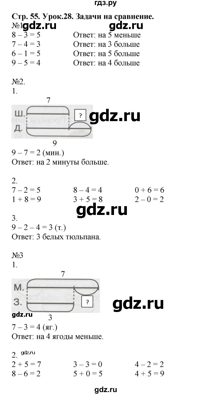 ГДЗ Часть 2. Страница 55 Математика 1 Класс Рабочая Тетрадь Петерсон