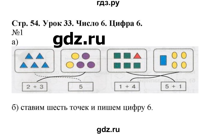 ГДЗ по математике 1 класс Петерсон рабочая тетрадь  часть 1. страница - 54, Решебник 2016