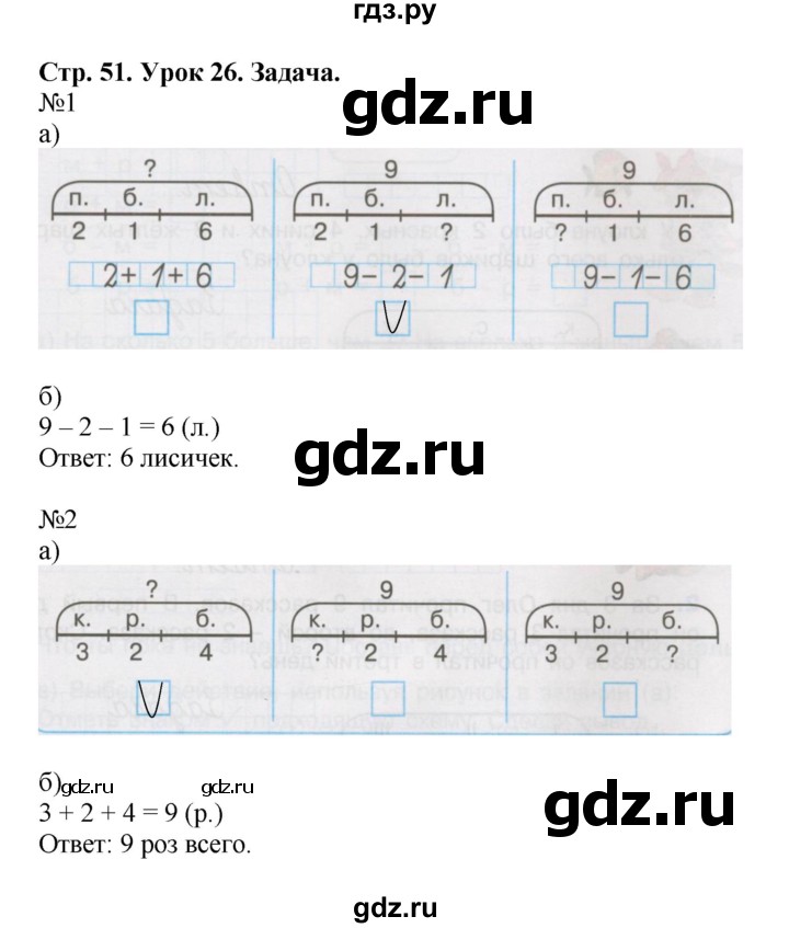 ГДЗ по математике 1 класс Петерсон рабочая тетрадь  часть 2. страница - 51, Решебник 2016