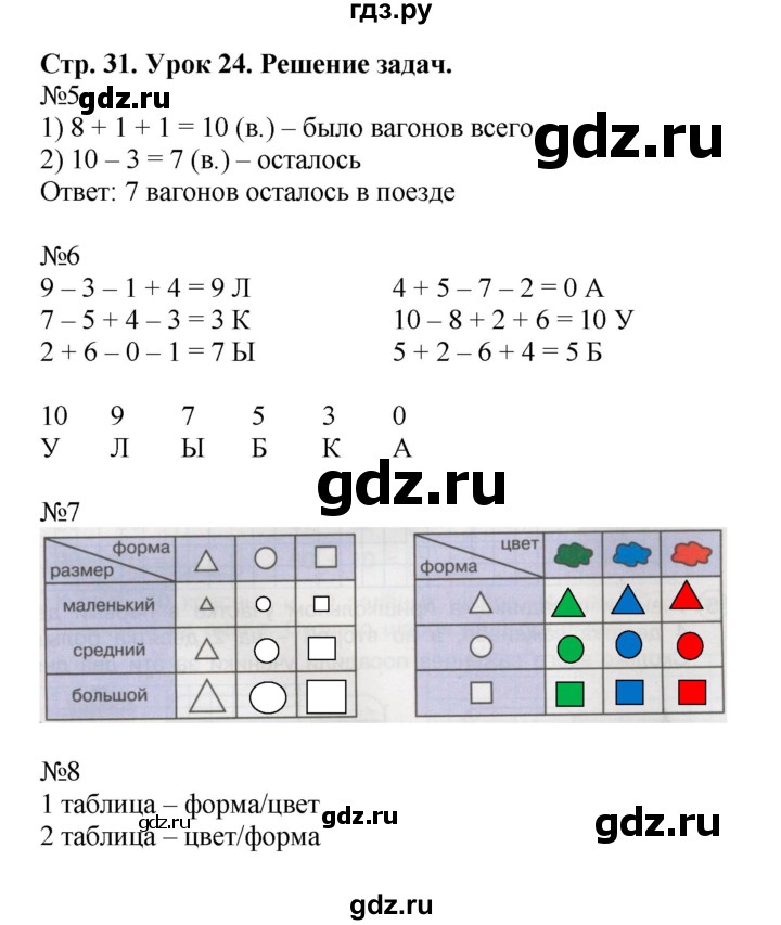 ГДЗ по математике 1 класс Петерсон рабочая тетрадь  часть 3. страница - 31, Решебник 2016